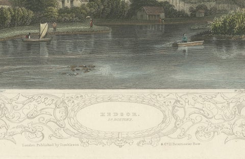Antique engraving of Hedsor on the Thames, Lord Boston’s estate, Tombleson, 1832, close-up 2