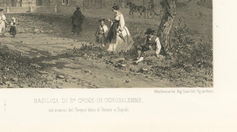 Basilica of Santa Croce in Gerusalemme, Rome, Benoist 1869 Lithograph, close-up 6