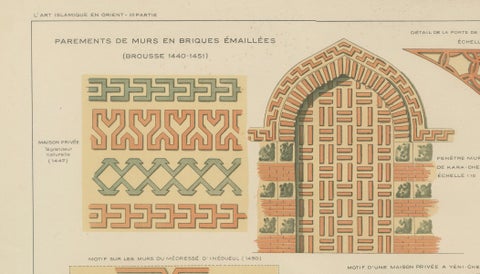 Antique Ottoman Glazed Brick Ornament Print, Bursa & İnegöl, Published in 1924, close-up 3