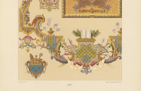 Louis XVI Decorative Ornament Chromolithograph by Albert Racinet, Paris, c. 1873, close-up 3