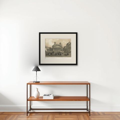 The Pantheon and Piazza della Rotonda, Rome, Benoist 1869 Lithograph, shown framed on a wall, true to size