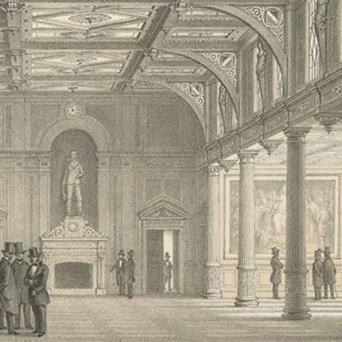 Antique Print of the Exchange-Hall in Copenhagen, 'Denmark', close-up 2