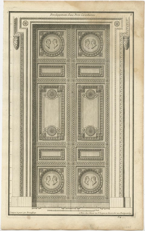 Set of Two Antique Archicture Prints of Portico Designs by Neufforge, circa 1770, view 2