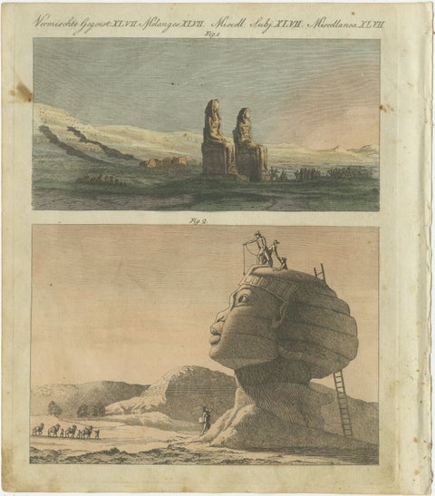 1805 Handcolored Engraving of Egyptian Monuments from Bertuch's "Bilderbuch", view 2