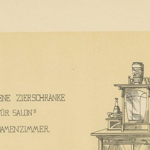 Pl 64 Antique Print of Decorative Cabinets by Kramer, 'circa 1910', close-up 1