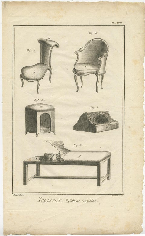 Set of 5 Antique Prints of Various Furniture by Benard 'c.1785', view 2