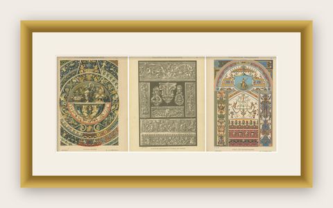 Triptych of Italian Renaissance Artistic Designs, Published in 1887, shown framed