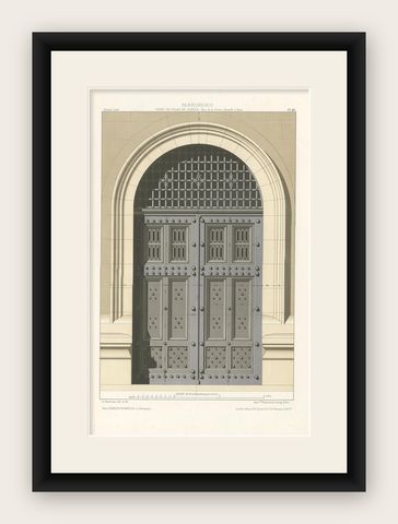 Architecture Print of the Palace of Justice in Paris by Delarue, circa 1880, shown framed