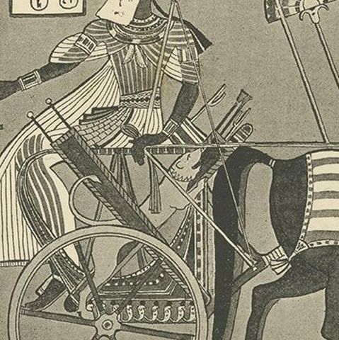 Antique Print of a Relief of the Temple of Ramesses III, 1904, close-up 2