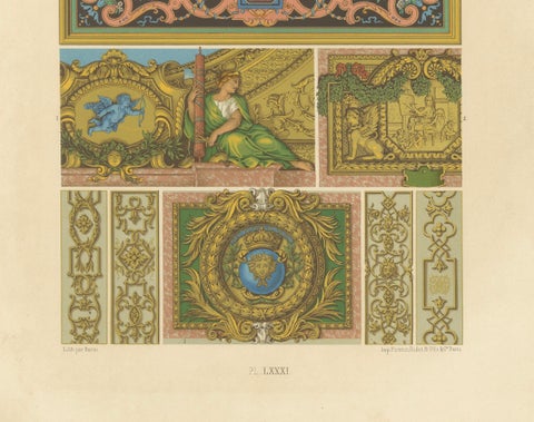 17th Century Decorative Ceiling and Panel Motifs, French Baroque Design, c.1869, close-up 2