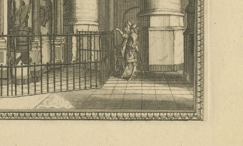 Tomb of William the Silent, Nieuwe Kerk Delft, Dutch Engraving, circa 1750, close-up 6