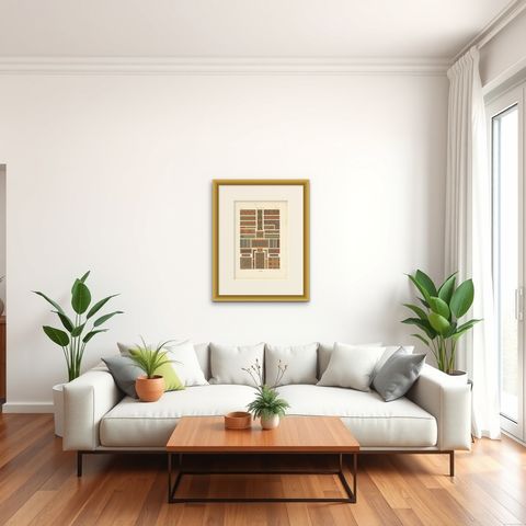 Pl. 38 Antique Print of Celtic Ornaments by Racinet, 'circa 1890', shown framed in a room, true to size