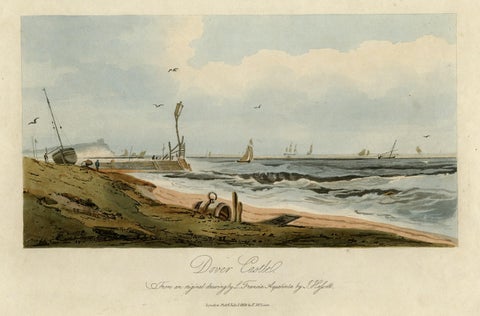 View of Dover Castle Atop the Cliffs in the Background, England, 1818, close-up 1