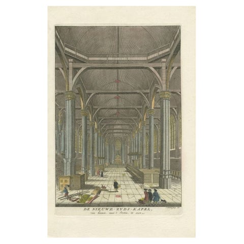 Antique Print of the Interior of the 'Nieuwezijds Kapel' by Goeree, 1765