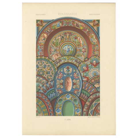Renaissance Ceiling Ornament, Mythological Medallions & Grotesques, 1869