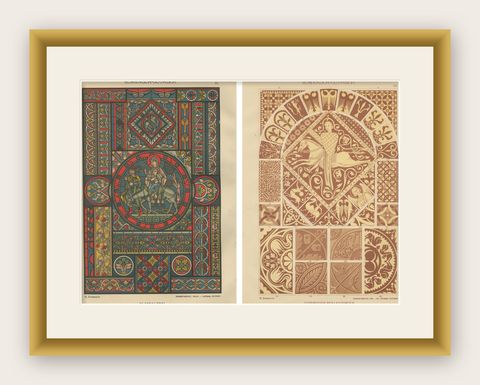 Romanesque-Gothic Architectural and Floor Designs by H. Dolmetsch, c.1887, shown framed
