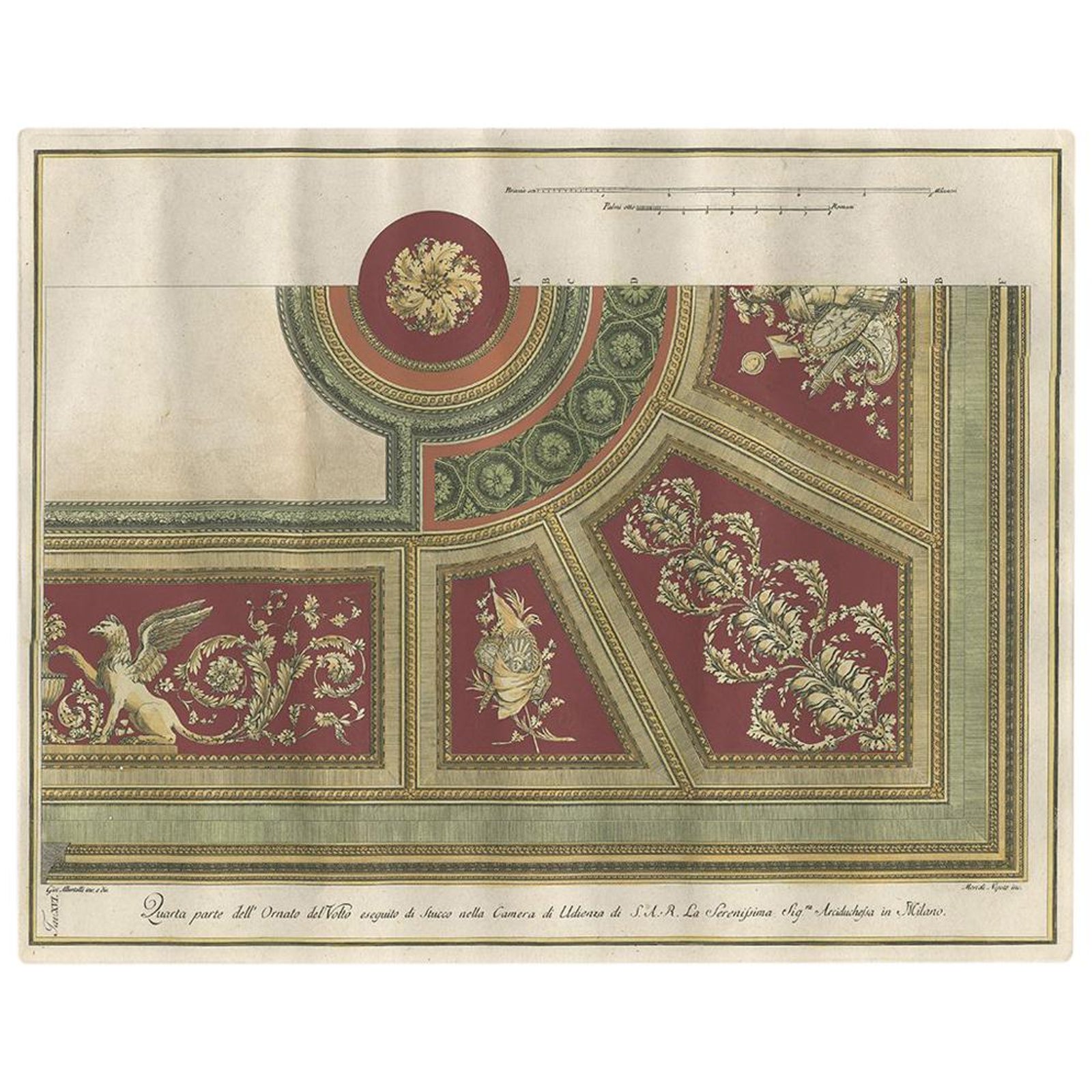 Antique Architecture Print of Ornaments 'Tav. XVI' by Albertolli