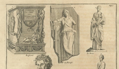 Antique Roman Sculpture Engravings, Set of 3, Montfaucon, 1721, close-up 2
