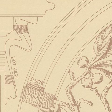 Pl 76 Antique Print of Furniture Details by Kramer, 'circa 1910', close-up 1