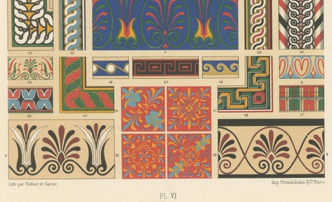 Greek Decorative Borders Chromolithograph, Plate VI, 19th Century, close-up 1